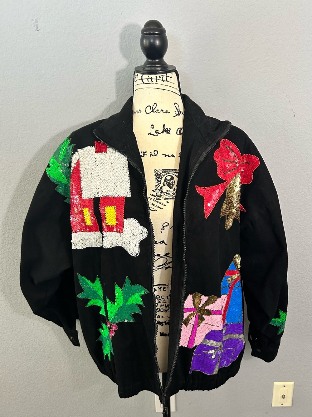Vintage Embellished sequin beaded holiday Christmas Coat Made in India